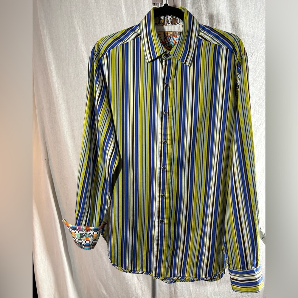 Robert Graham Blue and Green Button Down Shirt